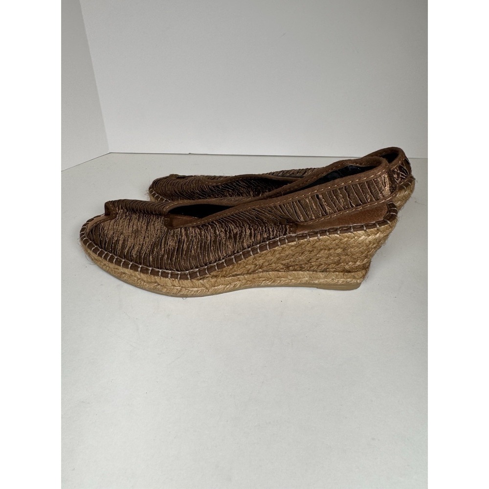 Azura Jeanette Espadrille Gold Slingback Open Toe Wedge Spain EU 39 US 8 - Picture 2 of 9